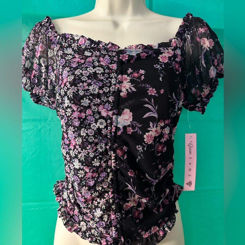 NWT Crave Fame Junior’s Black Combo Top Size M